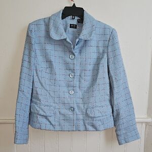 Next Light Blue Plaid Blazer
